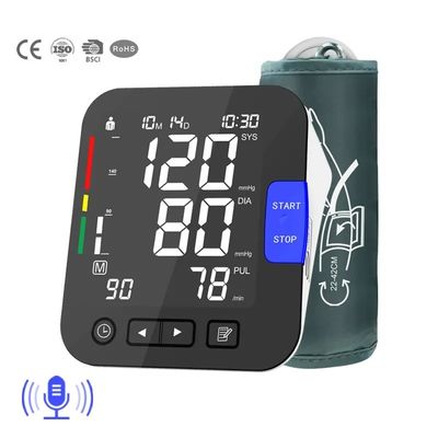 Máy kiểm tra Bp kỹ thuật số bằng giọng nói cánh tay tự động Máy đo huyết áp y tế Bp