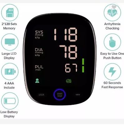 Máy đo huyết áp cánh tay tự động kỹ thuật số có đèn nền BP Cuff